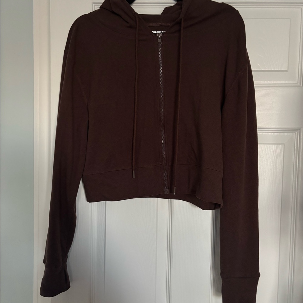 Women’s Cropped Brown Zip-Up Hoodie